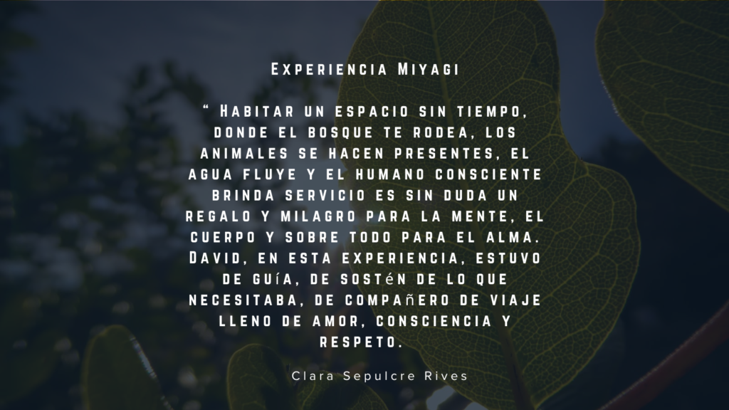 Testimonio de Clara sobre Experiencia Miyagi en La Casa del Agua, acompañamiento transformador en la naturaleza.
