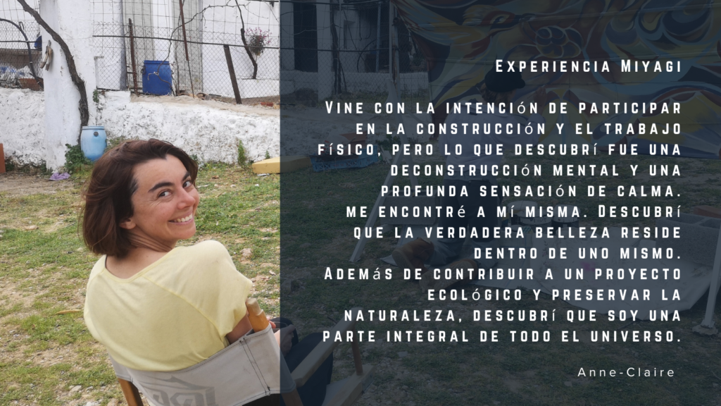 Anne-Claire sonriendo en el jardín durante su experiencia Miyagi
